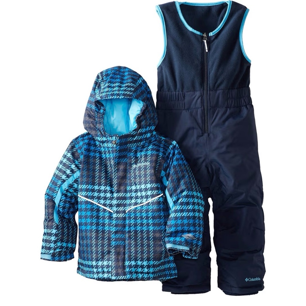 Columbia Kids Buga Bib and Jacket set Navy Houndstooth 4T